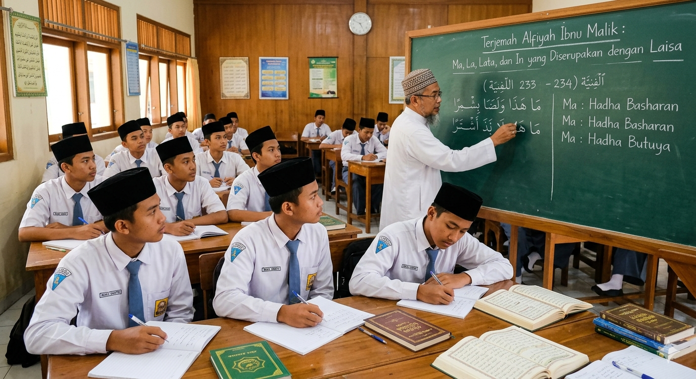 Terjemah Alfiyah Ibnu Malik Ma, La, Lata, dan In yang Diserupakan dengan Laisa