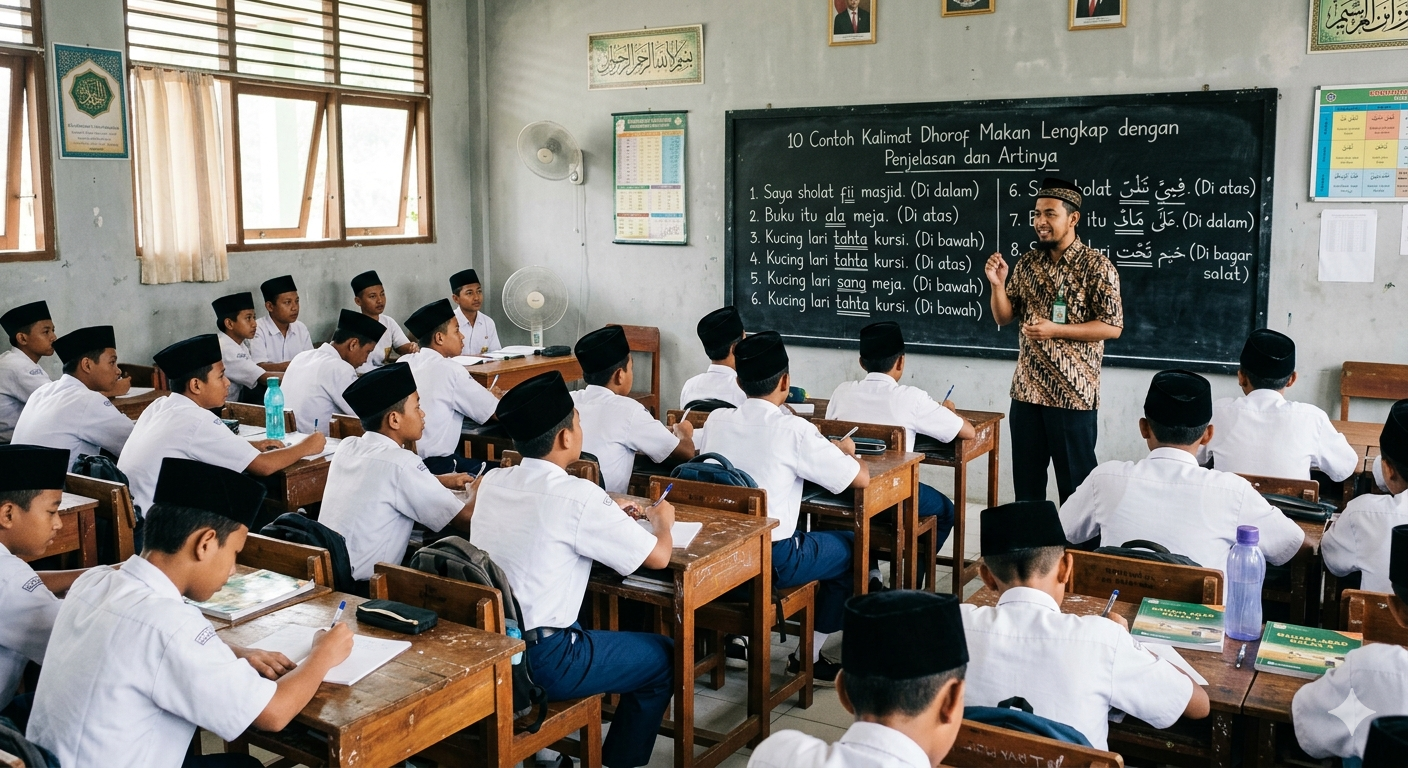 7 Contoh Kalimat Dhorof Makan Lengkap dengan Artinya